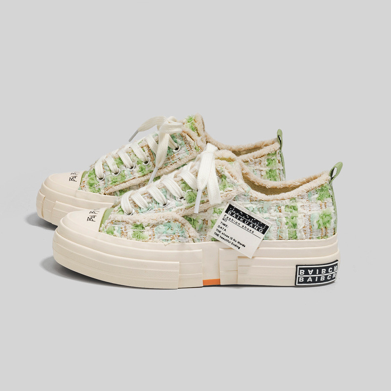 2023 Κοριτσίστικα πάνινα παπούτσια Χαμηλό επάνω με κορδόνια ροζ παπούτσια από καμβά Χοντρή σόλα Μαύρα casual γυναικεία παπούτσια καμβά Γυναικεία πάνινα παπούτσια Άνοιξη Νέο