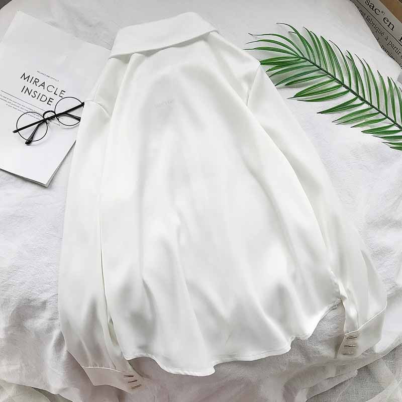 Office Lady Femei Bluză cu buzunar cu guler răsturnat Cămașă cu mânecă lungă de modă Cămașă cu nasturi de toamnă Feminina Topuri albe Blusa 11360