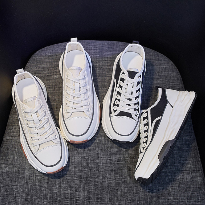 Pantofi de pânză pentru femei, pantofi groși, primăvară, vară 2022, la modă, ocazional, cu șireturi, pantofi vulcanizați, pantofi de designer pentru femei