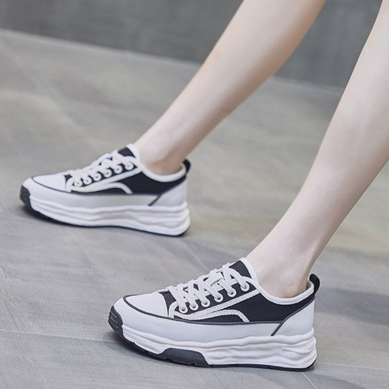 Pantofi de pânză pentru femei, pantofi groși, primăvară, vară 2022, la modă, ocazional, cu șireturi, pantofi vulcanizați, pantofi de designer pentru femei