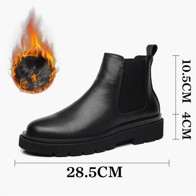 odos vyriški „Chelsea“ batai, neperšlampami sniego batai, prabangūs vyriški žieminiai vilnos batai, šilti batai iš odos.