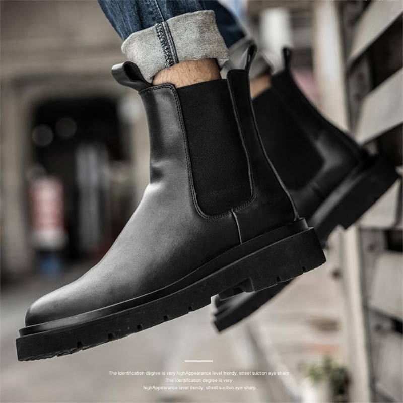 odos vyriški „Chelsea“ batai, neperšlampami sniego batai, prabangūs vyriški žieminiai vilnos batai, šilti batai iš odos.