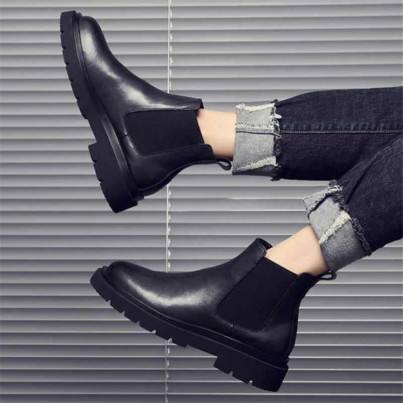 odos vyriški „Chelsea“ batai, neperšlampami sniego batai, prabangūs vyriški žieminiai vilnos batai, šilti batai iš odos.