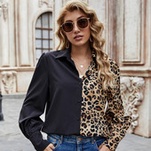 Imprimat leopard Fashion Streetwear Bluză largi Femei Iarna Europa America Elegante Elegante Cămăși Sexy pentru Doamne Femei Haine