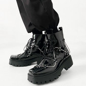 Ανδρικές μπότες πανκ Μεταλλική διακόσμηση Vintage Streetwear Ανδρικά μποτάκια πλατφόρμας Lace Up Casual μπότες Μέγεθος 38-44