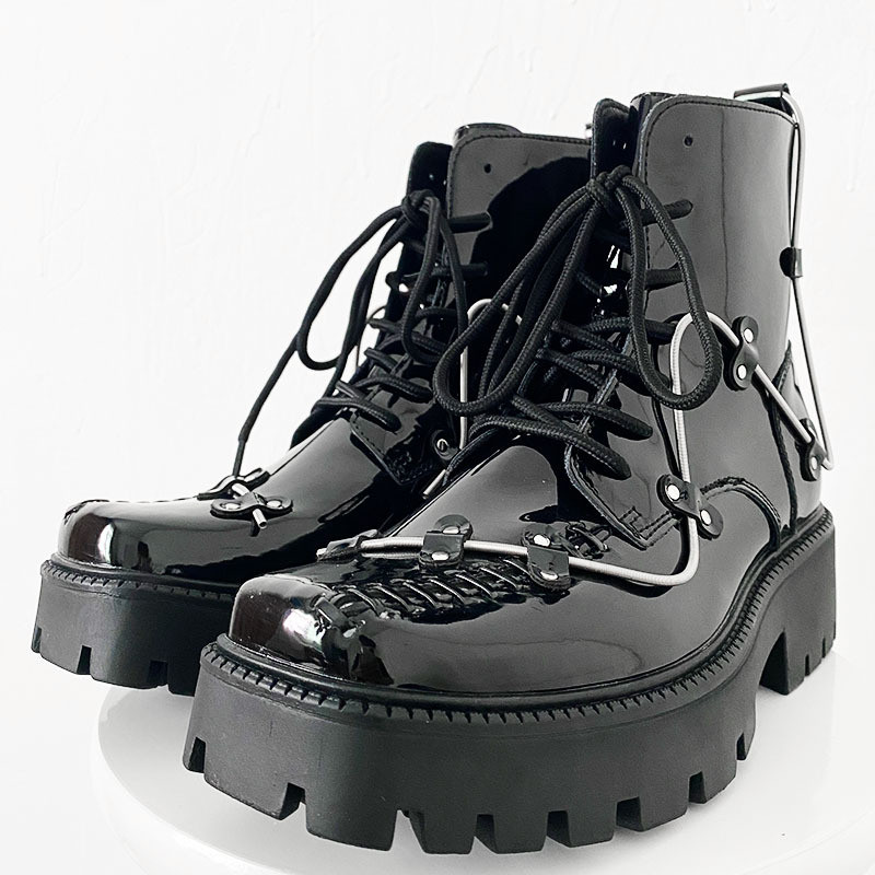 Ανδρικές μπότες πανκ Μεταλλική διακόσμηση Vintage Streetwear Ανδρικά μποτάκια πλατφόρμας Lace Up Casual μπότες Μέγεθος 38-44