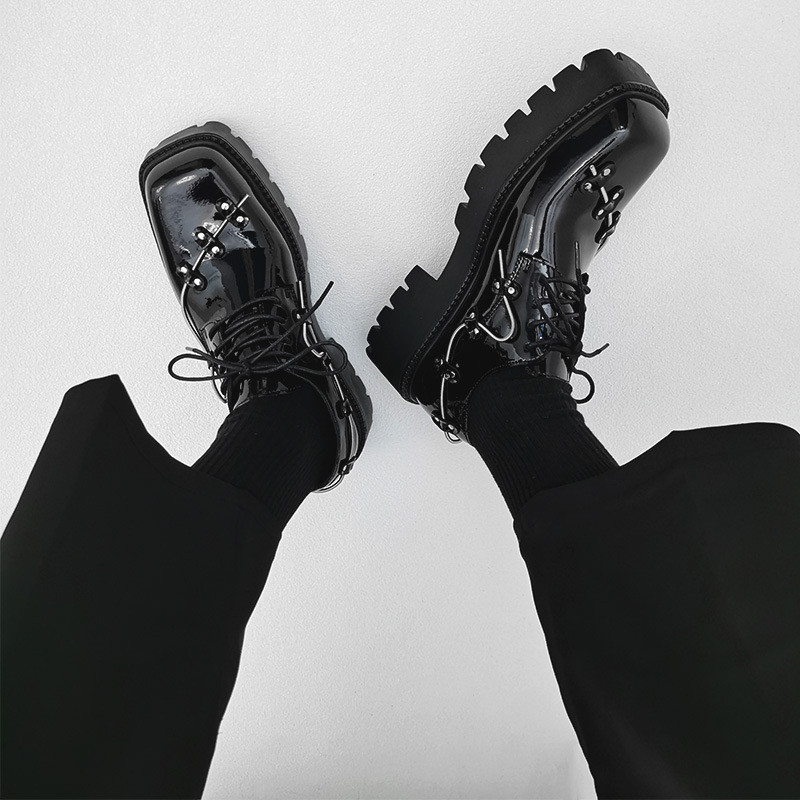 Ανδρικές μπότες πανκ Μεταλλική διακόσμηση Vintage Streetwear Ανδρικά μποτάκια πλατφόρμας Lace Up Casual μπότες Μέγεθος 38-44