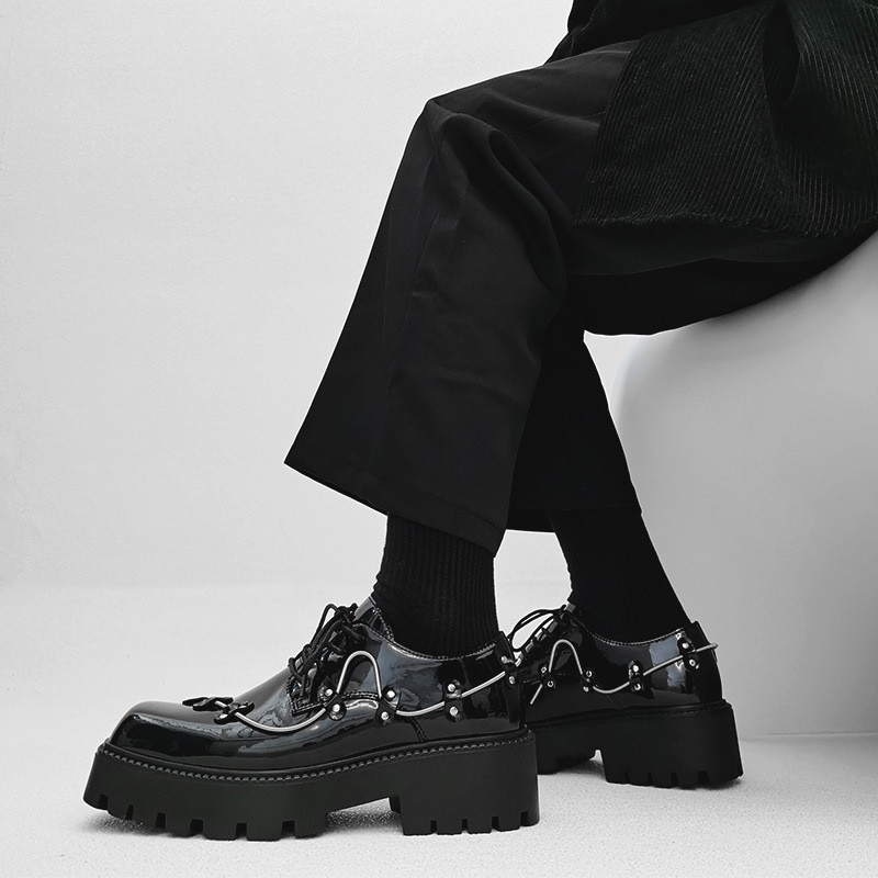 Ανδρικές μπότες πανκ Μεταλλική διακόσμηση Vintage Streetwear Ανδρικά μποτάκια πλατφόρμας Lace Up Casual μπότες Μέγεθος 38-44