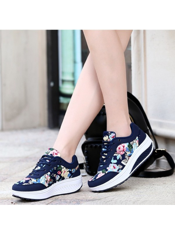 Nauji madingi kvėpuojantys moteriški laisvalaikio sportiniai batai, moteriški pleištiniai batai storu padu, moteriški sportbačiai Zapatillas Mujer