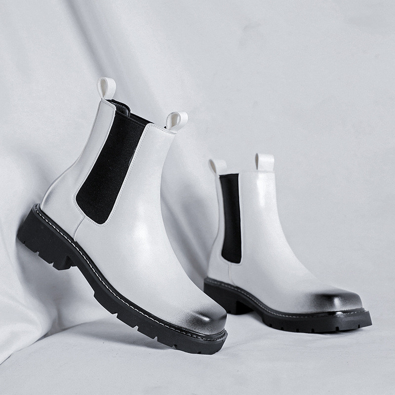 Anglijos stiliaus vyriški madingi chelsea batai firminiai dizainerio batai kvadratiniai pirštai originalūs odiniai batai pavasario ruduo platforma kulkšnis botas