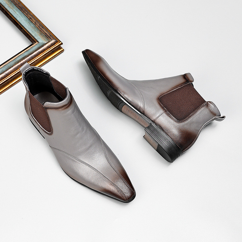 Férfi  Chelsea csizma, kézzel készített minőségi luxus márkatervező, új stílusú slip fekete üzleti ruha cipő férfiaknak