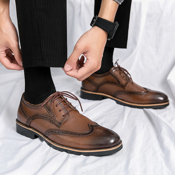 DRCXL Ръчно изработени мъжки обувки Оксфорд, кожени броги, мъжки рокли, класически бизнес официални обувки за мъже Zapatillas Hombre