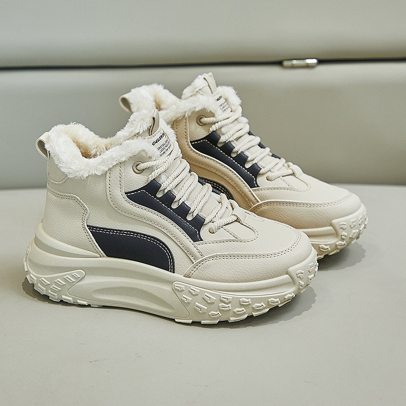 2023 Νέα μόδα γυναικεία παπούτσια casual Παπούτσια με στρογγυλή σόλα με χοντρή σόλα Χειμερινά βελούδινα ζεστά αθλητικά παπούτσια Ευέλικτα παπούτσια με βαμβακερή επένδυση QB553