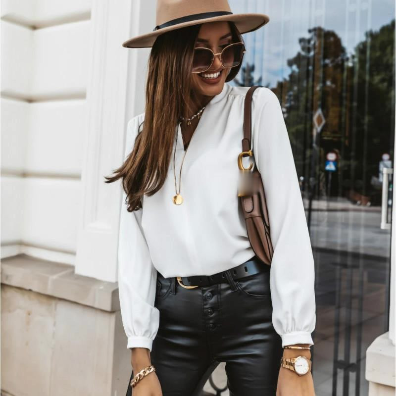 Široke ženske bluze velikih veličina Ženske košulje u korejskom stilu s V-izrezom Ženske majice Puloveri Ležerna prevelika košulja dugih rukava Blusas