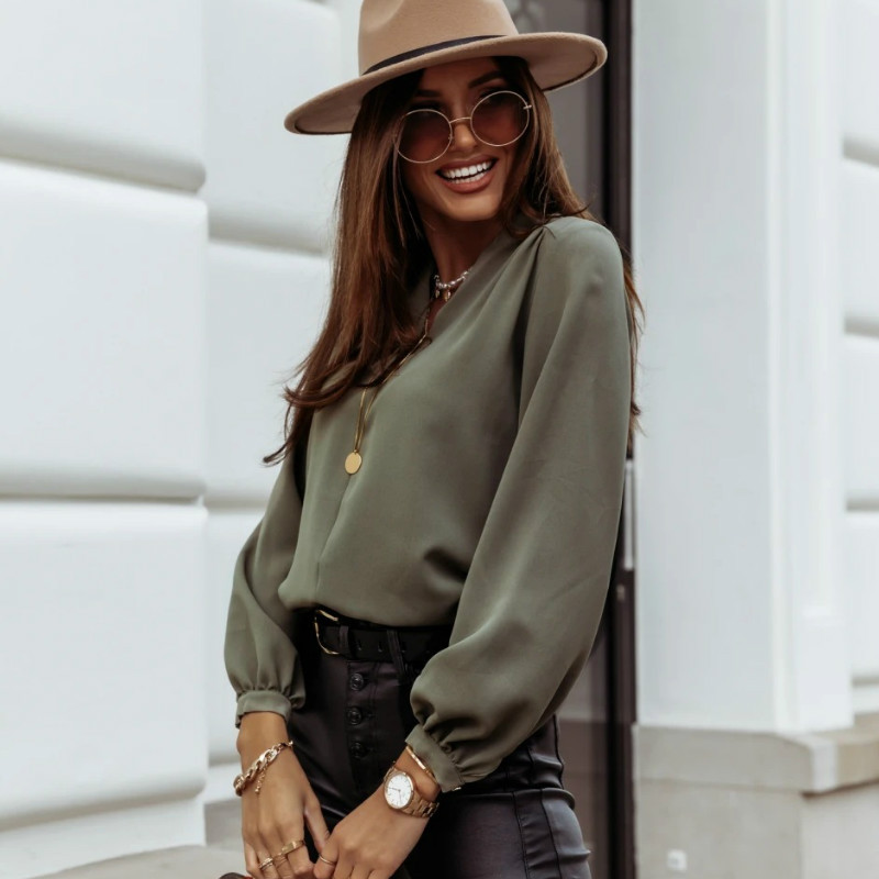 Široke ženske bluze velikih veličina Ženske košulje u korejskom stilu s V-izrezom Ženske majice Puloveri Ležerna prevelika košulja dugih rukava Blusas