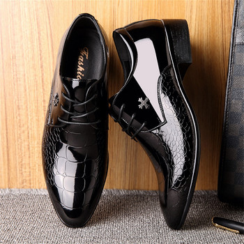 2023 Нови луксозни мъжки лачени обувки Италиански черни Оксфордски сватбени обувки Класически мъжки дерби обувки с рокля Плюс размер 38-48