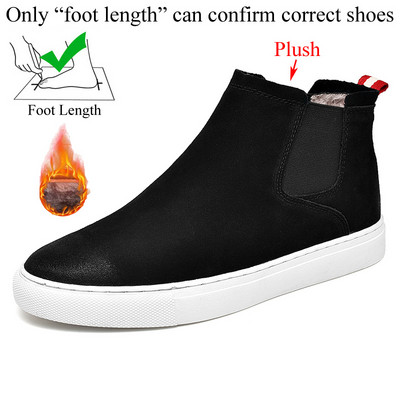 Ανδρικά χειμερινά Flat Fashion Cow Suede Ανδρικές μπότες 2023 Νέος σχεδιαστής Black Botas Botines Bottes Homme Bottine