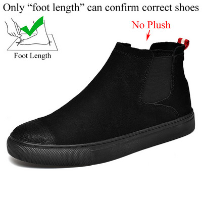 Ανδρικά χειμερινά Flat Fashion Cow Suede Ανδρικές μπότες 2023 Νέος σχεδιαστής Black Botas Botines Bottes Homme Bottine