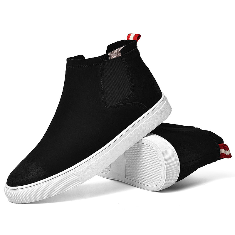 Ανδρικά χειμερινά Flat Fashion Cow Suede Ανδρικές μπότες 2023 Νέος σχεδιαστής Black Botas Botines Bottes Homme Bottine