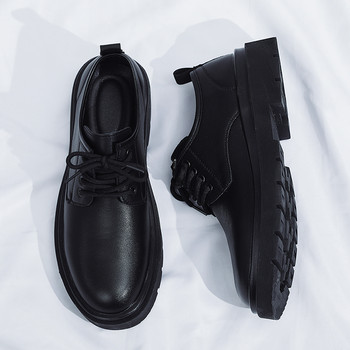 Мъжки обувки 2023 Нови летни черни ежедневни кожени обувки в британски стил Мъжки бизнес официални работни модни обувки с голям пръст