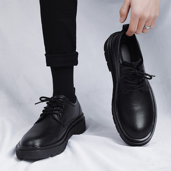 Мъжки обувки 2023 Нови летни черни ежедневни кожени обувки в британски стил Мъжки бизнес официални работни модни обувки с голям пръст