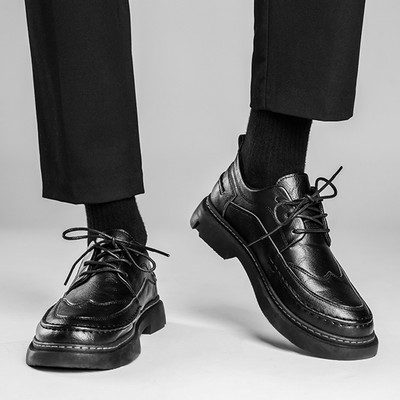 Vyriški batai 2023 m. Nauji vasaros britų stiliaus juodi laisvalaikio odiniai batai Vyriški verslo oficialūs dideli pirštai, madingi darbo batai