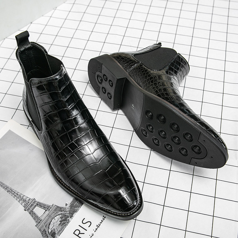 Misalwa krokodillimustriga elegantsed mehed Chelsea saapad Itaalia meeste saapad Briti poolametliku peo härrasmeeste kingad