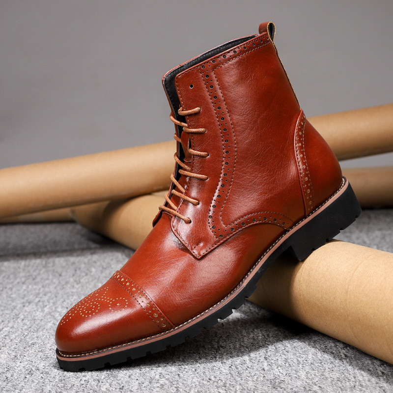 Cizme clasice negre pentru bărbați, cu șireturi, cu vârf ascuțit, pentru bărbați, din piele, cizme confortabile, moi, chelsea, pentru bărbați, mărimea plus 38-48