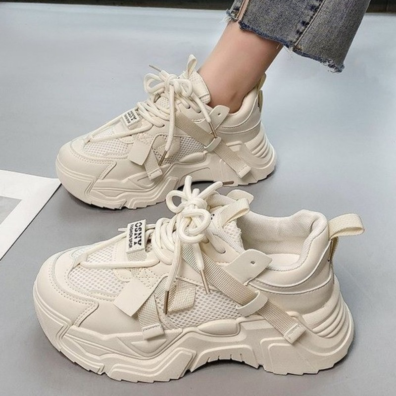 Ženske debele tenisice s platformom 2023. Nove prozračne mrežaste tenisice za trčanje na vezanje za žene Modne izdržljive ženske tenisice