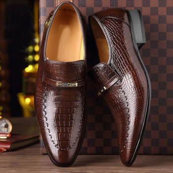 Луксозни мъжки бизнес обувки с крокодилски модел Ежедневни социални обувки Мъжки сватбени ударопоглъщащи обувки Устойчиви на износване 38-48