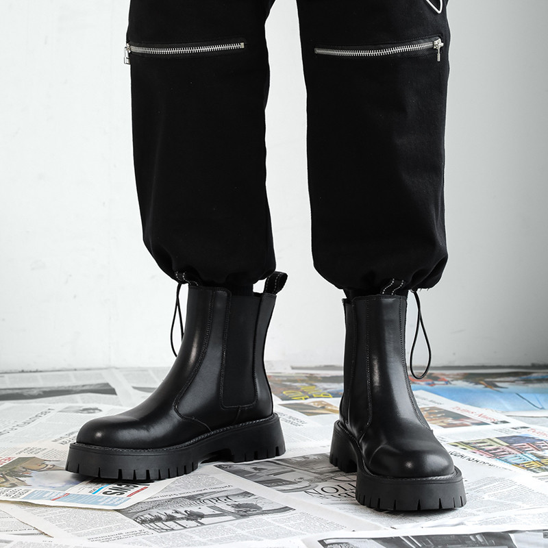 Ανδρικές μπότες Chelsea με στρογγυλά δάχτυλα Άνετα, μοντέρνα και ευέλικτα, αναπνεύσιμα, ανθεκτικά στη φθορά παπούτσια για εξωτερική πλατφόρμα για την άνοιξη και το φθινόπωρο