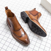 Cizme Chelsea Scurte Croi Mediu Glezna Business Vintage Iarna Barbati Piele Pantofi Retro