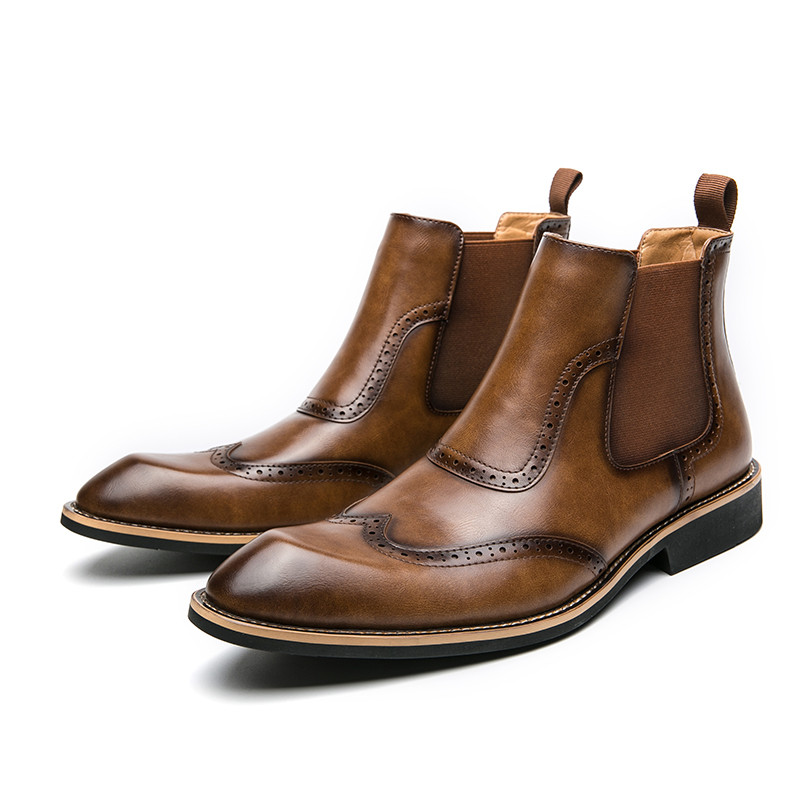 Cizme Chelsea Scurte Croi Mediu Glezna Business Vintage Iarna Barbati Piele Pantofi Retro