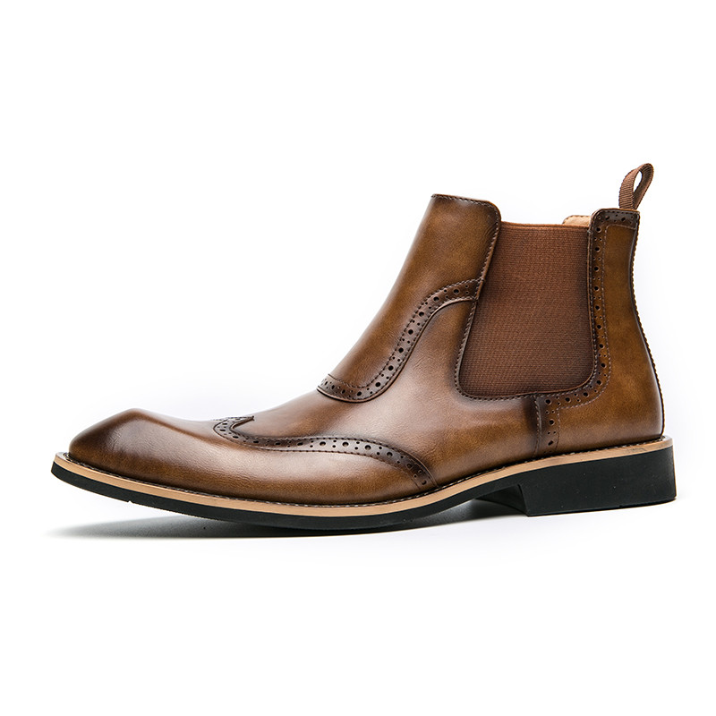 Cizme Chelsea Scurte Croi Mediu Glezna Business Vintage Iarna Barbati Piele Pantofi Retro