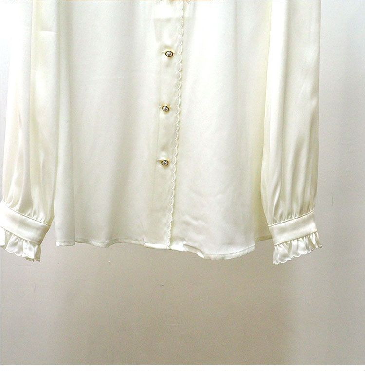 Elegantne košulje na kopčanje Ženske cvjetne aplikacije Izdubljena čipkana bluza Ženski šik dame Nove majice s širokim rukavima s naboranim ovratnikom