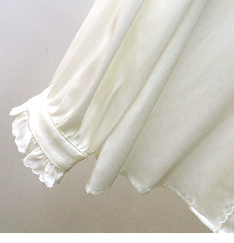 Elegantne košulje na kopčanje Ženske cvjetne aplikacije Izdubljena čipkana bluza Ženski šik dame Nove majice s širokim rukavima s naboranim ovratnikom