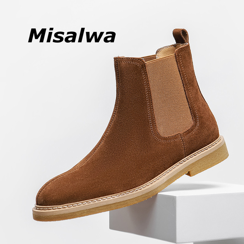Misalwa Dropshipping Cizme pentru bărbați din piele de căprioară Iarnă/primăvară decent Cizme chelsea britanice pentru bărbați Pantofi eleganti Mărimea Plus 37 47
