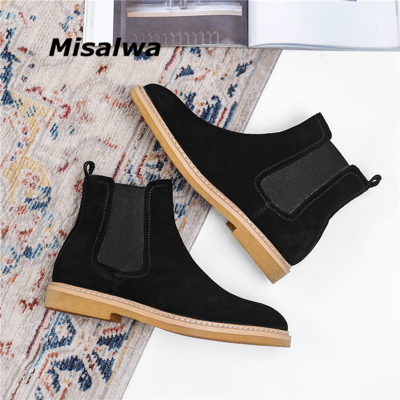 Misalwa Dropshipping Cizme pentru bărbați din piele de căprioară Iarnă/primăvară decent Cizme chelsea britanice pentru bărbați Pantofi eleganti Mărimea Plus 37 47