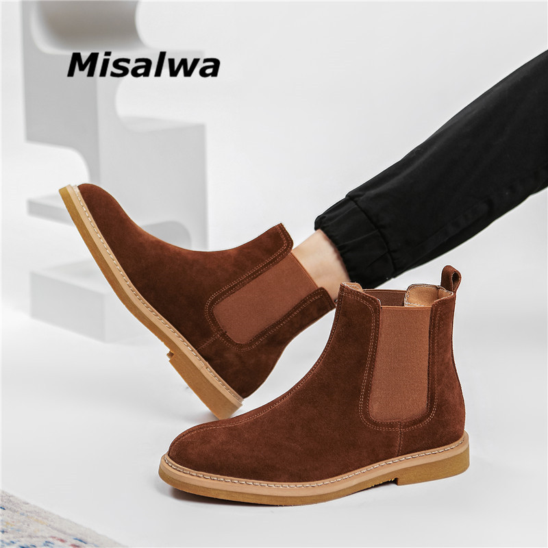 Misalwa Dropshipping Cizme pentru bărbați din piele de căprioară Iarnă/primăvară decent Cizme chelsea britanice pentru bărbați Pantofi eleganti Mărimea Plus 37 47