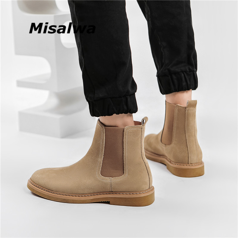 Misalwa Dropshipping Cizme pentru bărbați din piele de căprioară Iarnă/primăvară decent Cizme chelsea britanice pentru bărbați Pantofi eleganti Mărimea Plus 37 47
