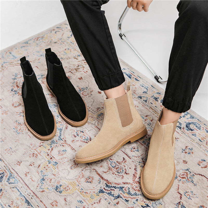 Misalwa Dropshipping Cizme pentru bărbați din piele de căprioară Iarnă/primăvară decent Cizme chelsea britanice pentru bărbați Pantofi eleganti Mărimea Plus 37 47