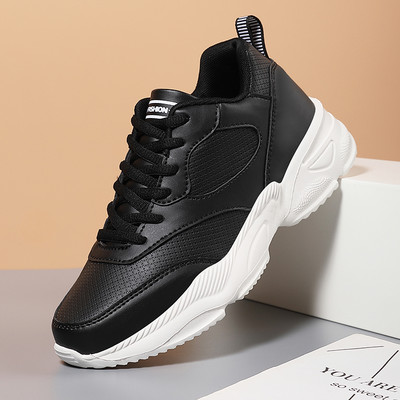 Moteriški vulkanizuoti batai Nauji universalūs laisvalaikio sportiniai lauko batai Lengvi vaikščiojimo odiniai dideli, juodi moteriški batai