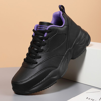 Moteriški vulkanizuoti batai Nauji universalūs laisvalaikio sportiniai lauko batai Lengvi vaikščiojimo odiniai dideli, juodi moteriški batai