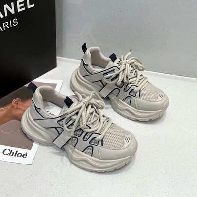 2023. aasta sügis/talv Uued vintage paksu talla võrk, hingav pehme tald, mugavust suurendavad mitmekülgsed vabaajaspordijalatsid