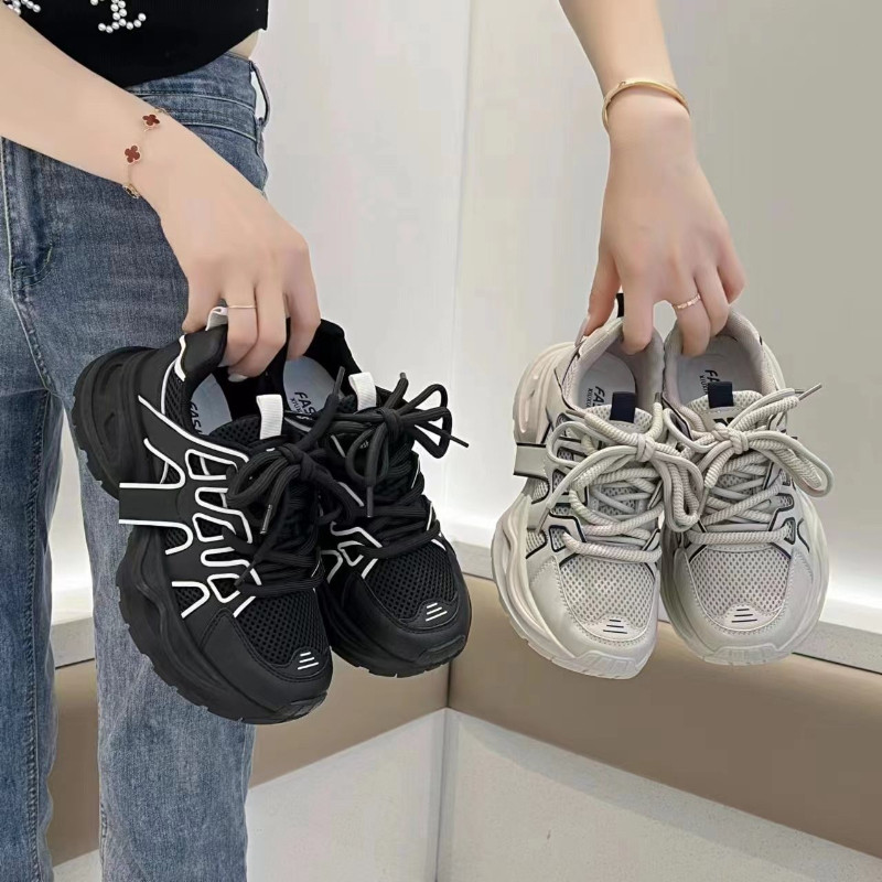 2023. aasta sügis/talv Uued vintage paksu talla võrk, hingav pehme tald, mugavust suurendavad mitmekülgsed vabaajaspordijalatsid