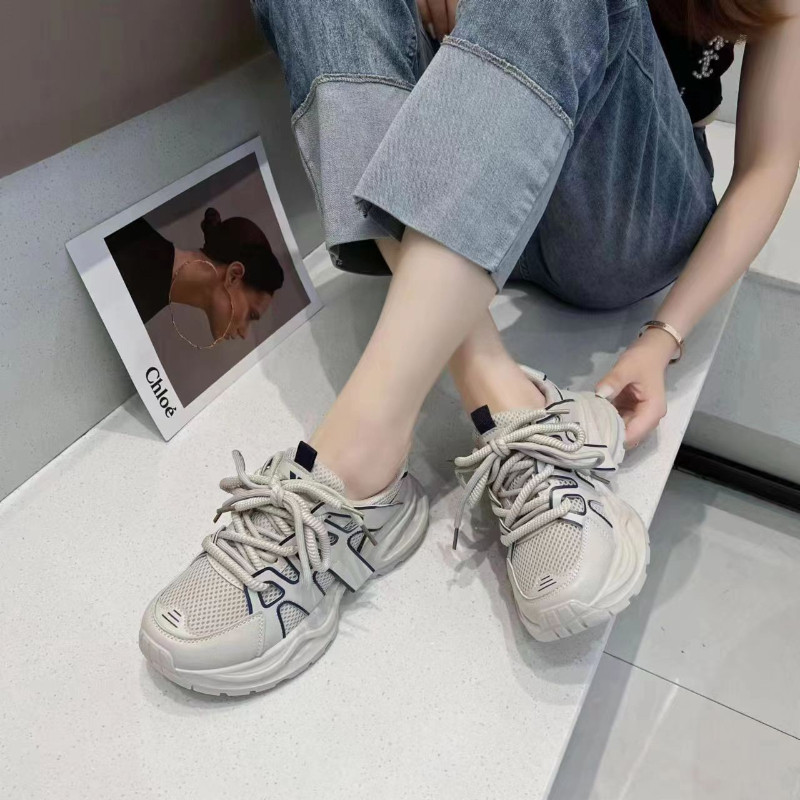 2023. aasta sügis/talv Uued vintage paksu talla võrk, hingav pehme tald, mugavust suurendavad mitmekülgsed vabaajaspordijalatsid