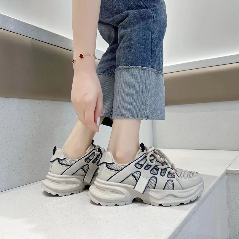 2023. aasta sügis/talv Uued vintage paksu talla võrk, hingav pehme tald, mugavust suurendavad mitmekülgsed vabaajaspordijalatsid