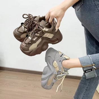 Дамски обувки Dad\'s Shoes 2023 Нови цветни дебели подметки Малки високи, удобни, леки и дишащи спортни обувки Дамски