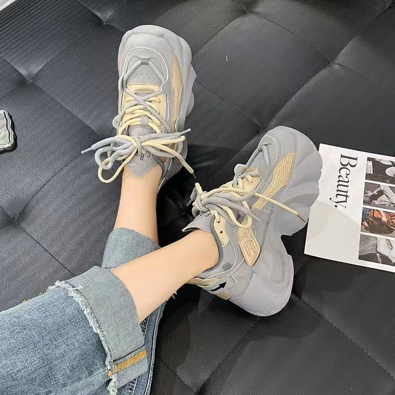 Pantofi pentru tata Feminin 2023 Nou Colorat Talpă groasă Mici Înalți, confortabili, ușori și respirabili Pantofi sport Feminin