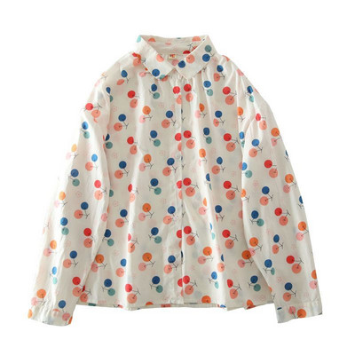 Ljetna košulja s prednjim ovratnikom i ovratnikom s prednjim printom Ženska majica s dugim rukavima, labava, ležerna, sveobuhvatne majice Ženske majice s printom na kopčanje